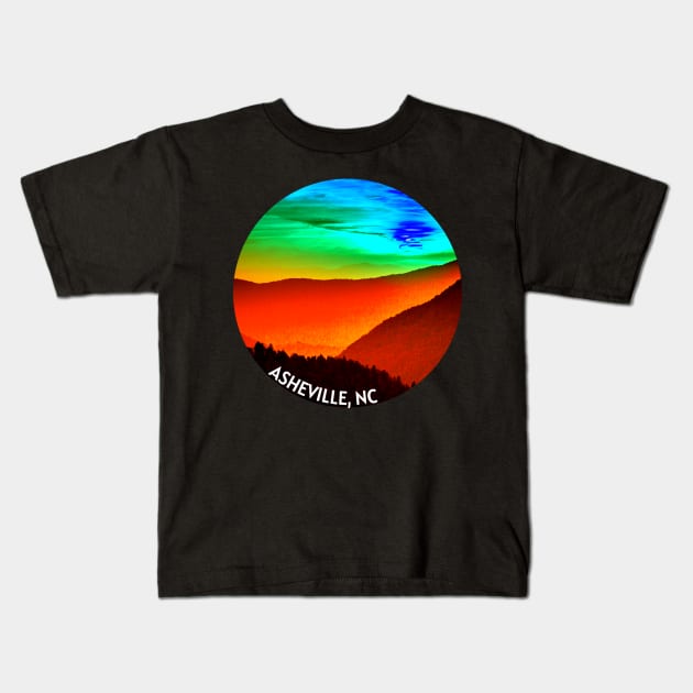 Asheville, NC Sunset Blue Ridge Mountains Kids T-Shirt by nonbeenarydesigns